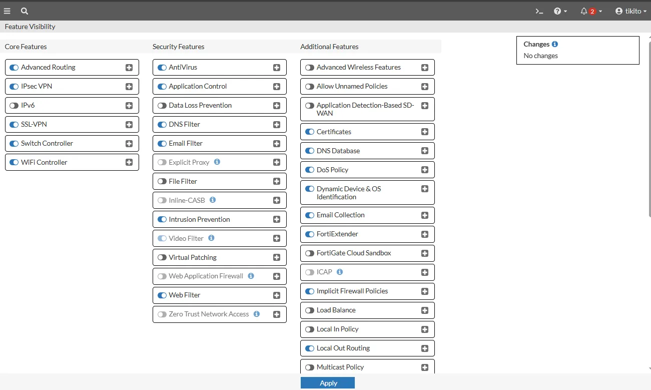 Feature Visibility en
                                            FortiOS