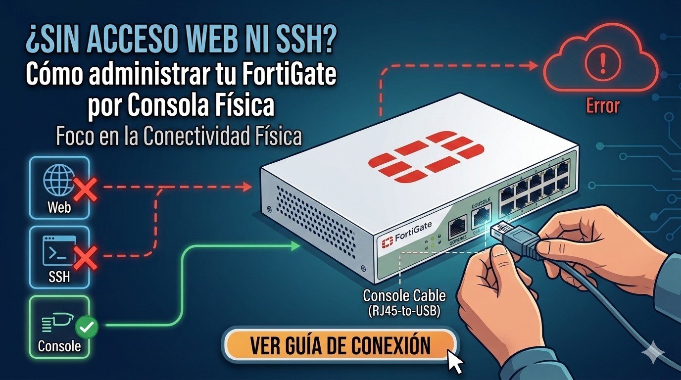 Administrar FortiGate por consola física sin acceso web ni SSH