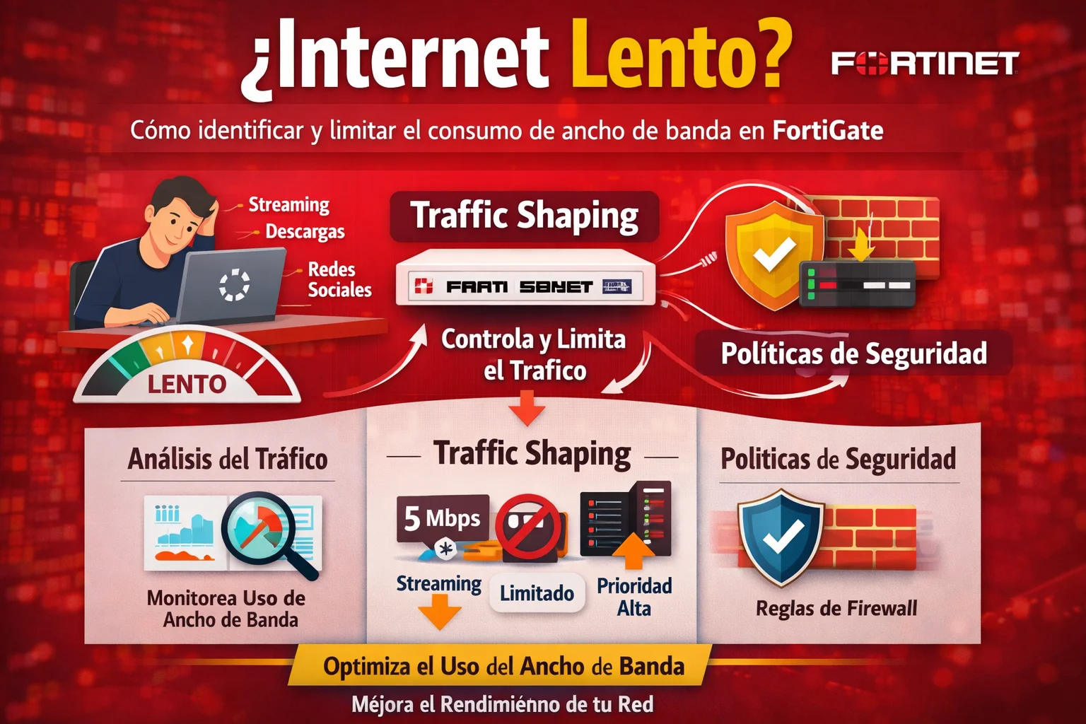 Internet lento: Cómo identificar y limitar el consumo de ancho de banda en FortiGate